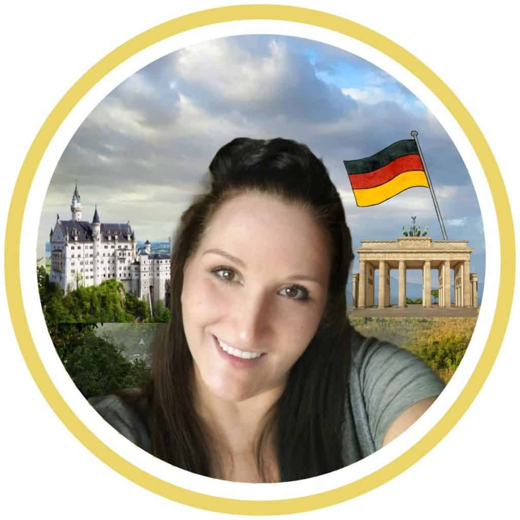 Angela framed by German landscape